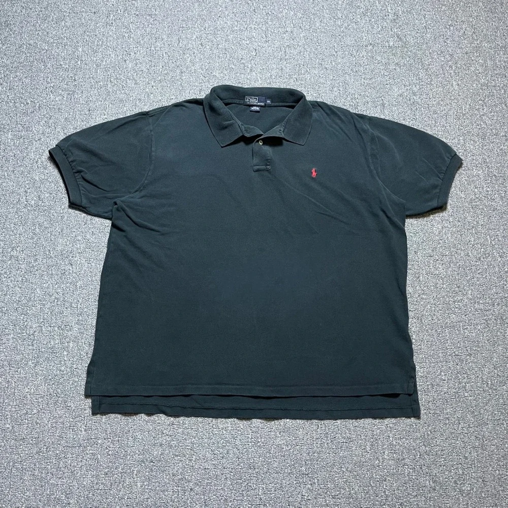 Polo Ralph Lauren Shirt XXL Black Red Pony Pique Cotton Short Sleeve Polo
